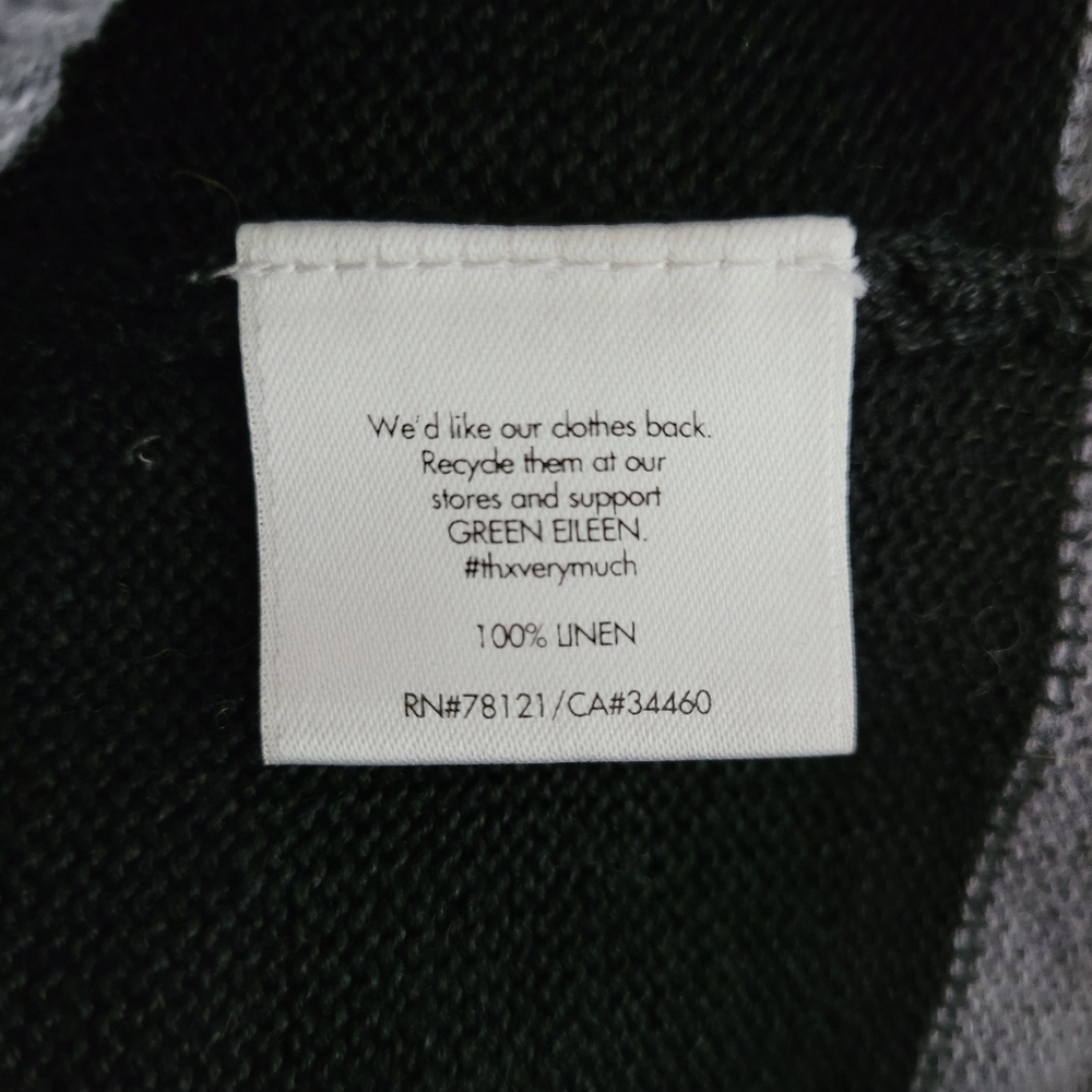 Eileen Fisher black and gray striped linen sweater - Picture 8 of 8